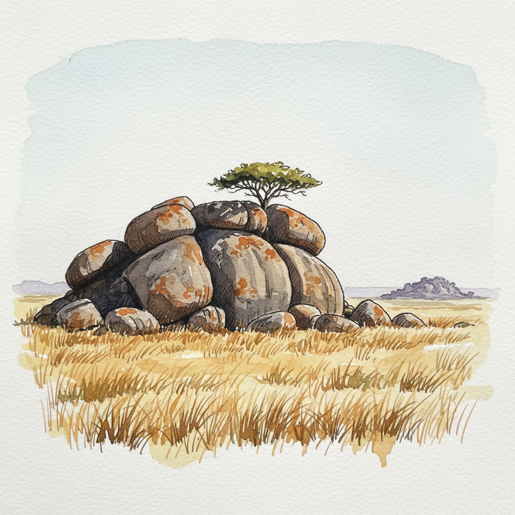 Serengeti kopjes, Tanzania — Moru Kopjes at midday Tighter & richer