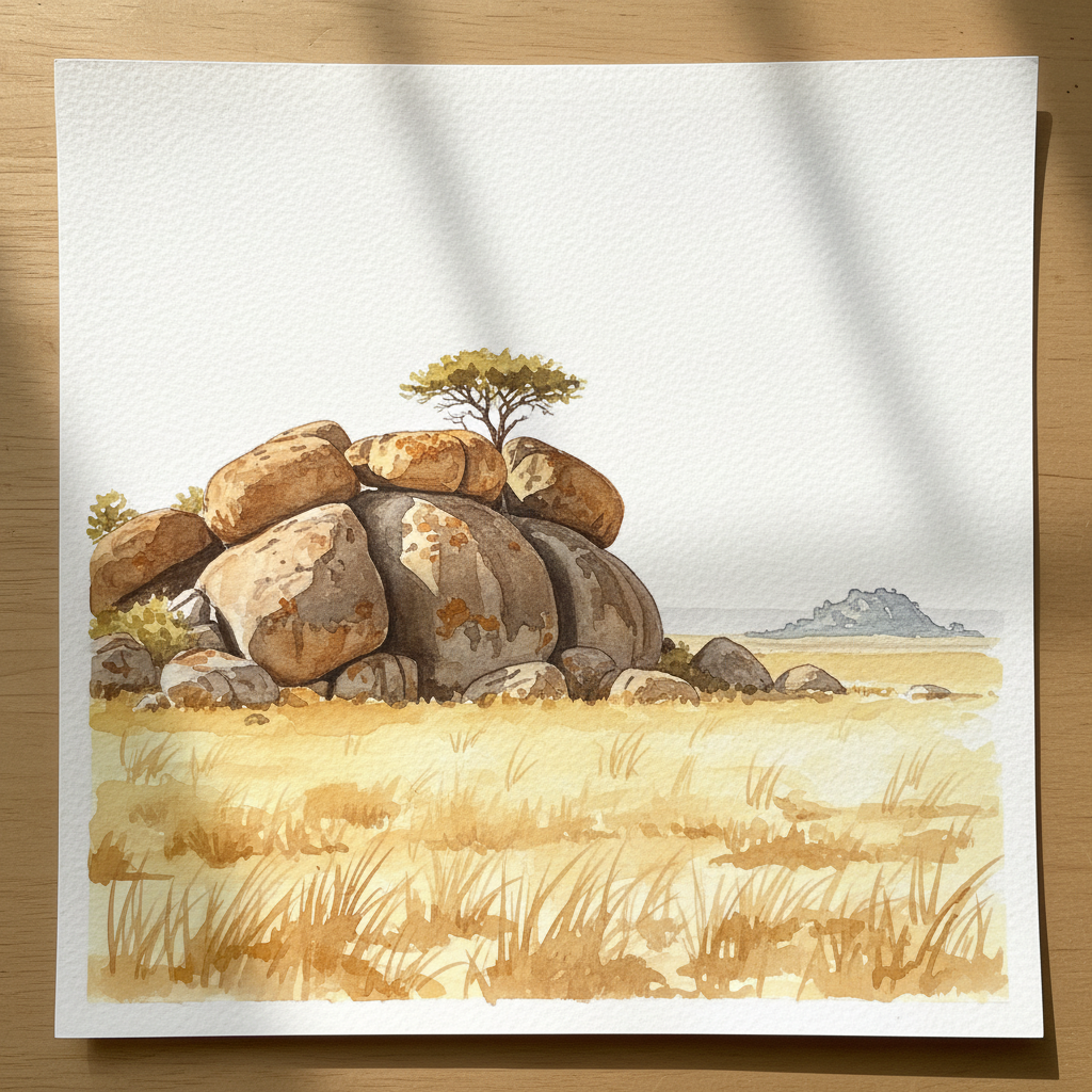 Serengeti kopjes, Tanzania — Moru Kopjes at midday Alternative interpretation