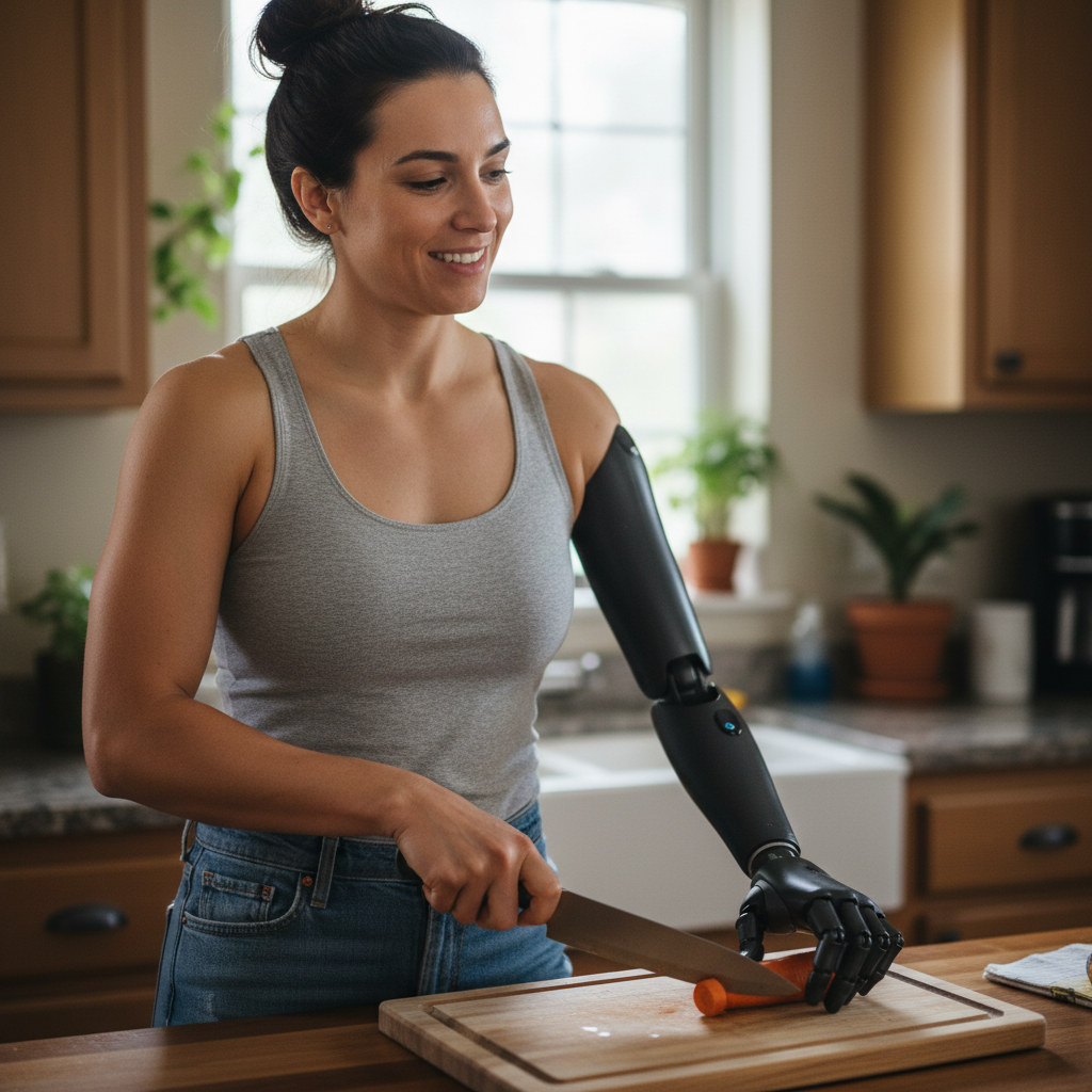 Body with prosthetic arm photo reference