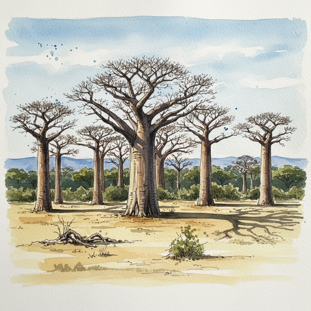 Tarangire baobab grove, Tanzania — central Tarangire in dry season afternoon Tighter & richer