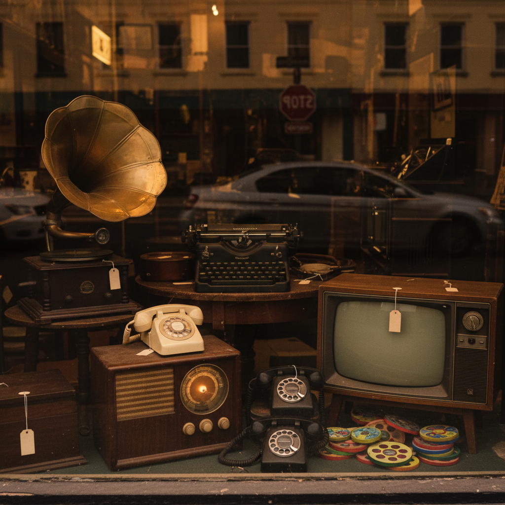 Antique shop window display photo reference