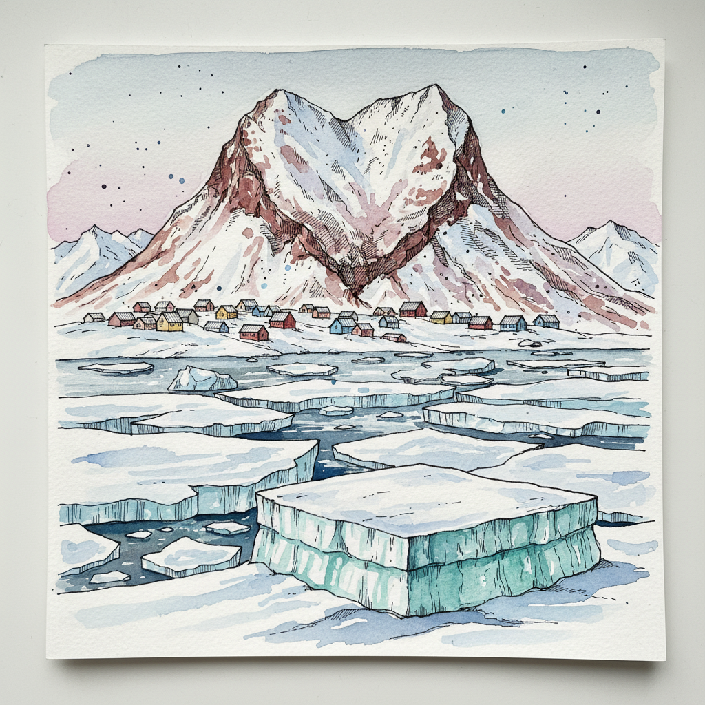 Uummannaq fjord ice with heart-shaped mountain, Greenland Tighter & richer