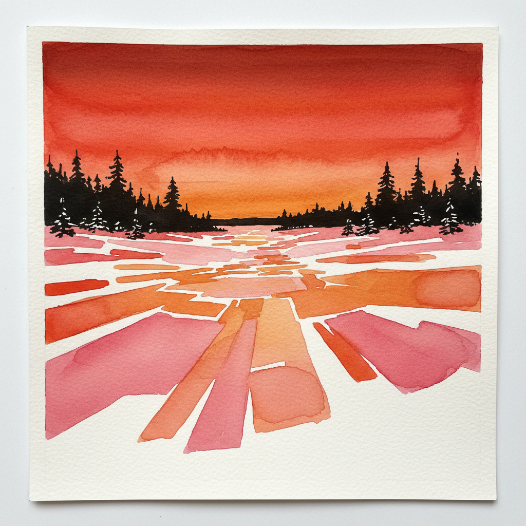 Sunset over Snowy Plain Alternative interpretation