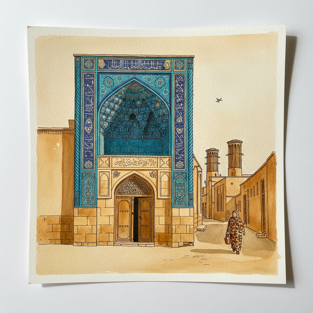 Jameh Mosque of Yazd, Tile-Framed Stone Portal Alternative interpretation