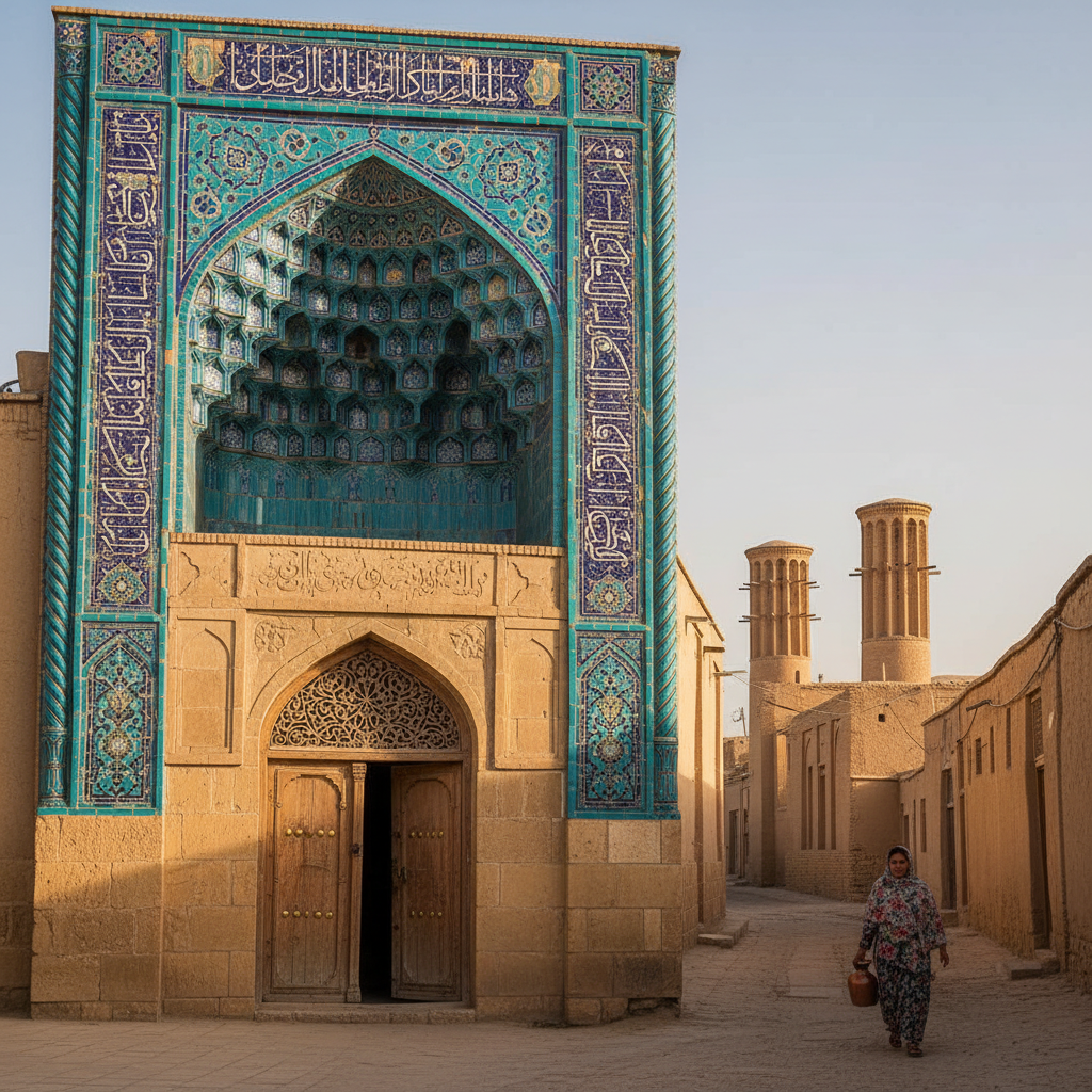 Jameh Mosque of Yazd, Tile-Framed Stone Portal photo reference