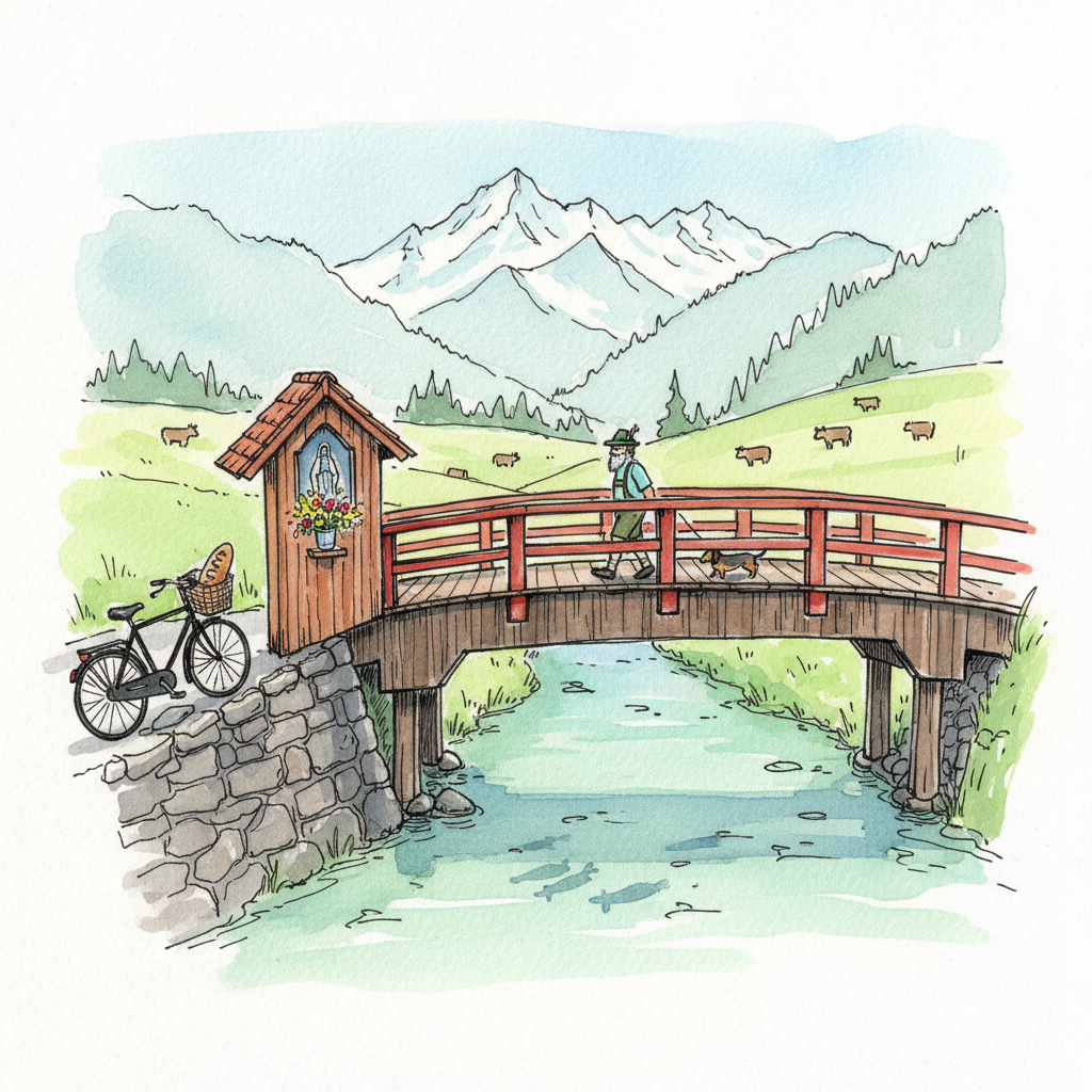 German Bavarian Wooden Bridge Loose & airy
