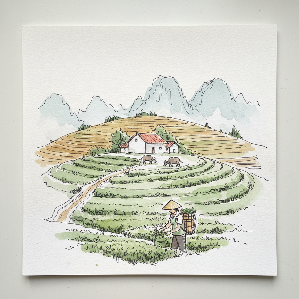 Tan Cuong Tea Hills, Thai Nguyen, Vietnam Loose & airy