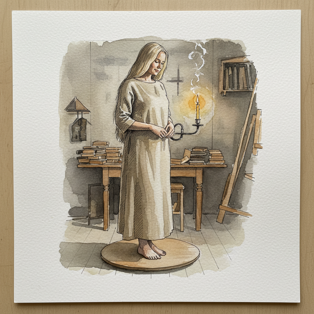 Russian woman in her forties, candlelit study Tighter & richer