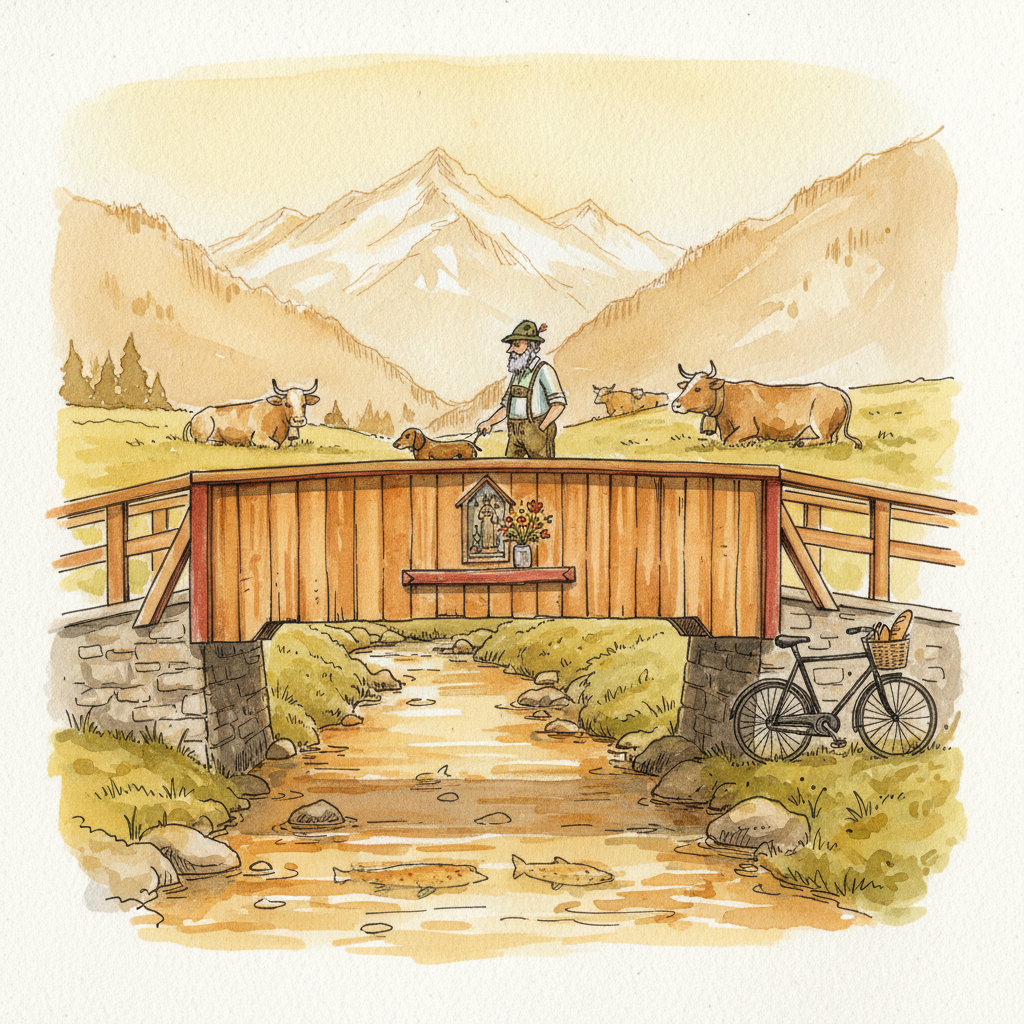 German Bavarian Wooden Bridge Alternative interpretation