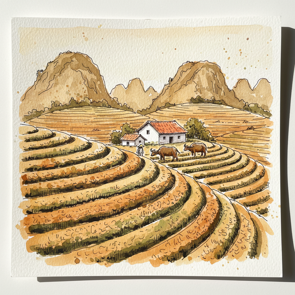 Tan Cuong Tea Hills, Thai Nguyen, Vietnam Alternative interpretation