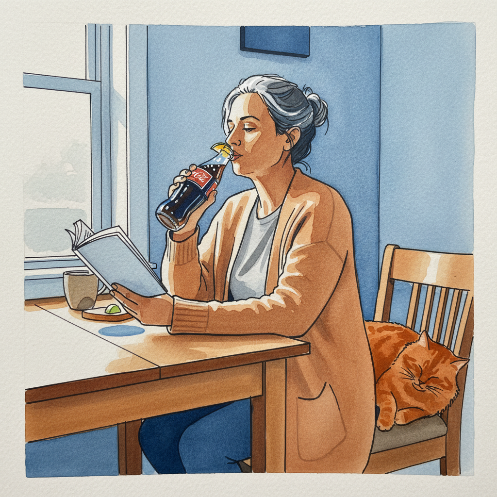 Person drinking soda from bottle Alternative interpretation