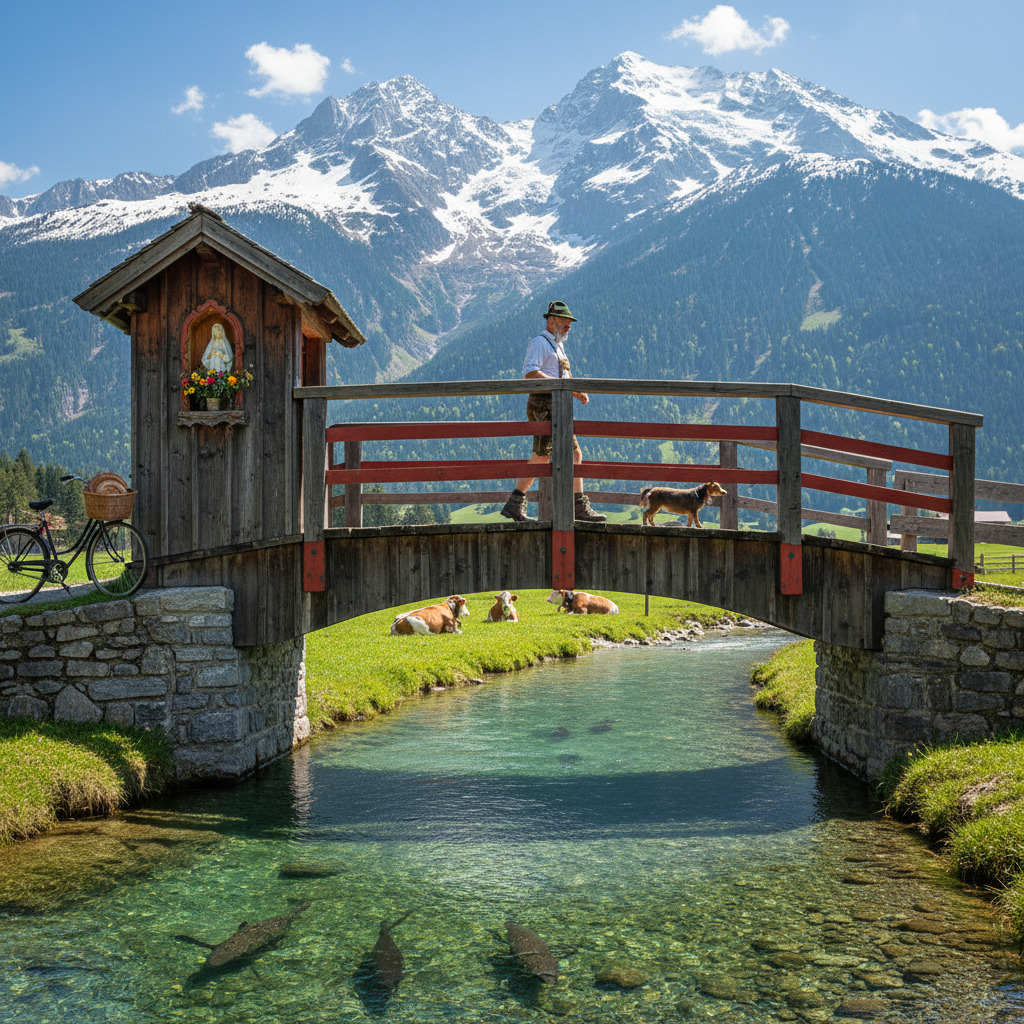 German Bavarian Wooden Bridge photo reference