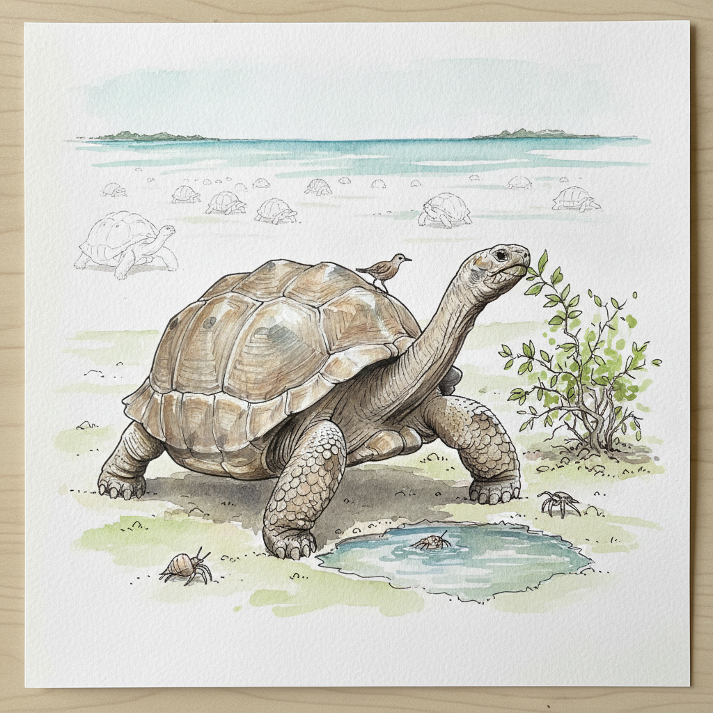 Aldabra giant tortoise AI-generated Loose & airy example