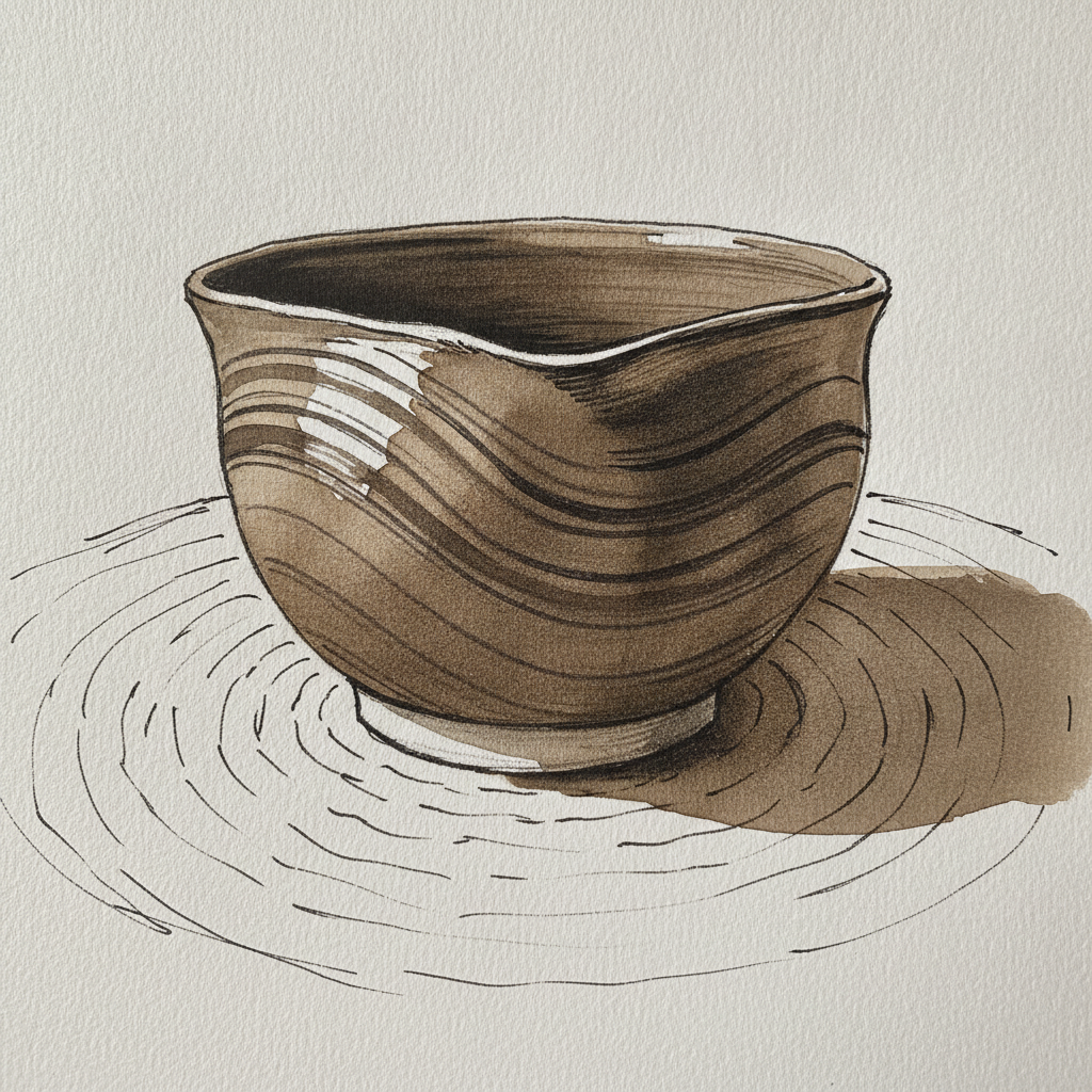 Hand-thrown stoneware bowl with finger marks example 1