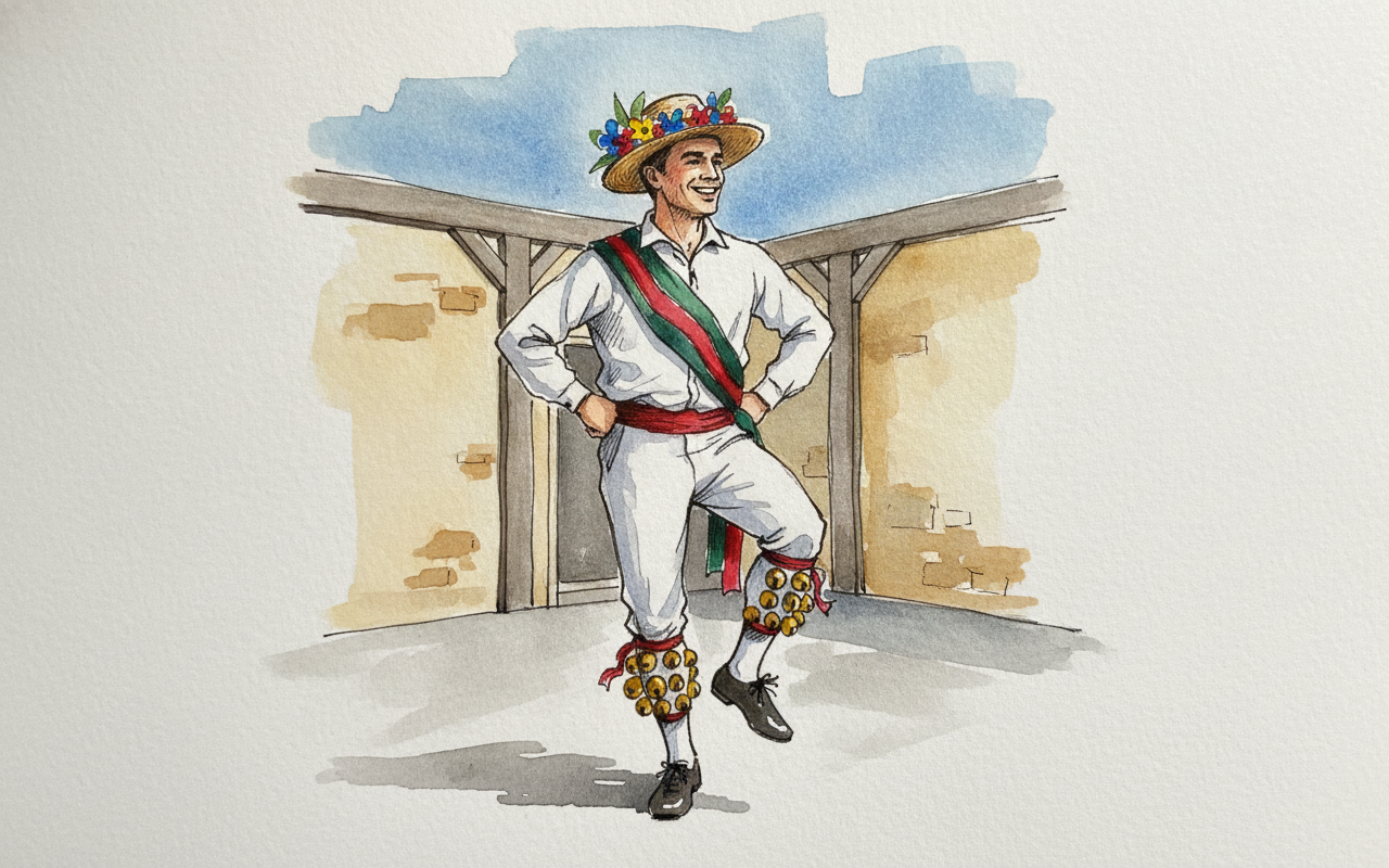 English Morris dancer with bells example 1
