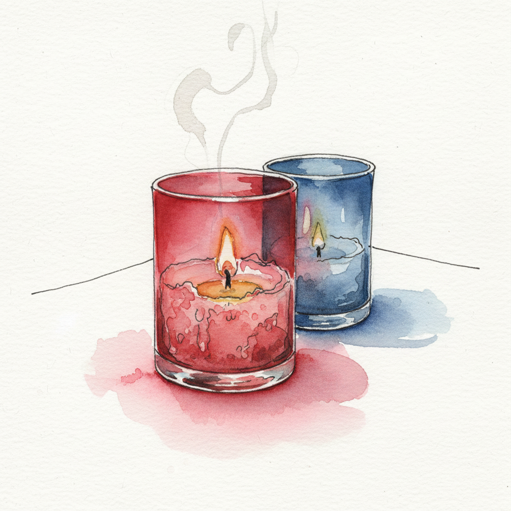 Votive in red glass Loose & airy