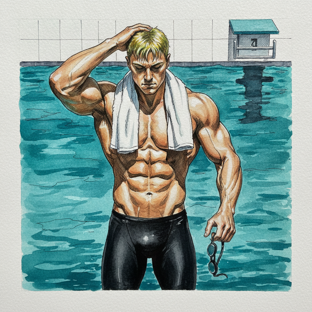 Swimmer with broad shoulders Tighter & richer