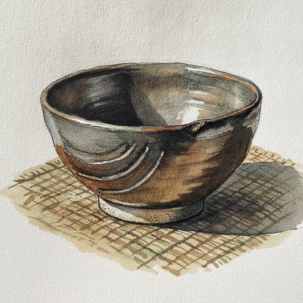 Hand-thrown stoneware bowl with finger marks example 2