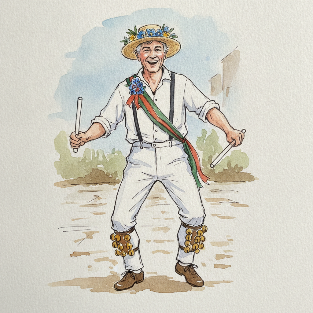 English Morris dancer with bells example 2