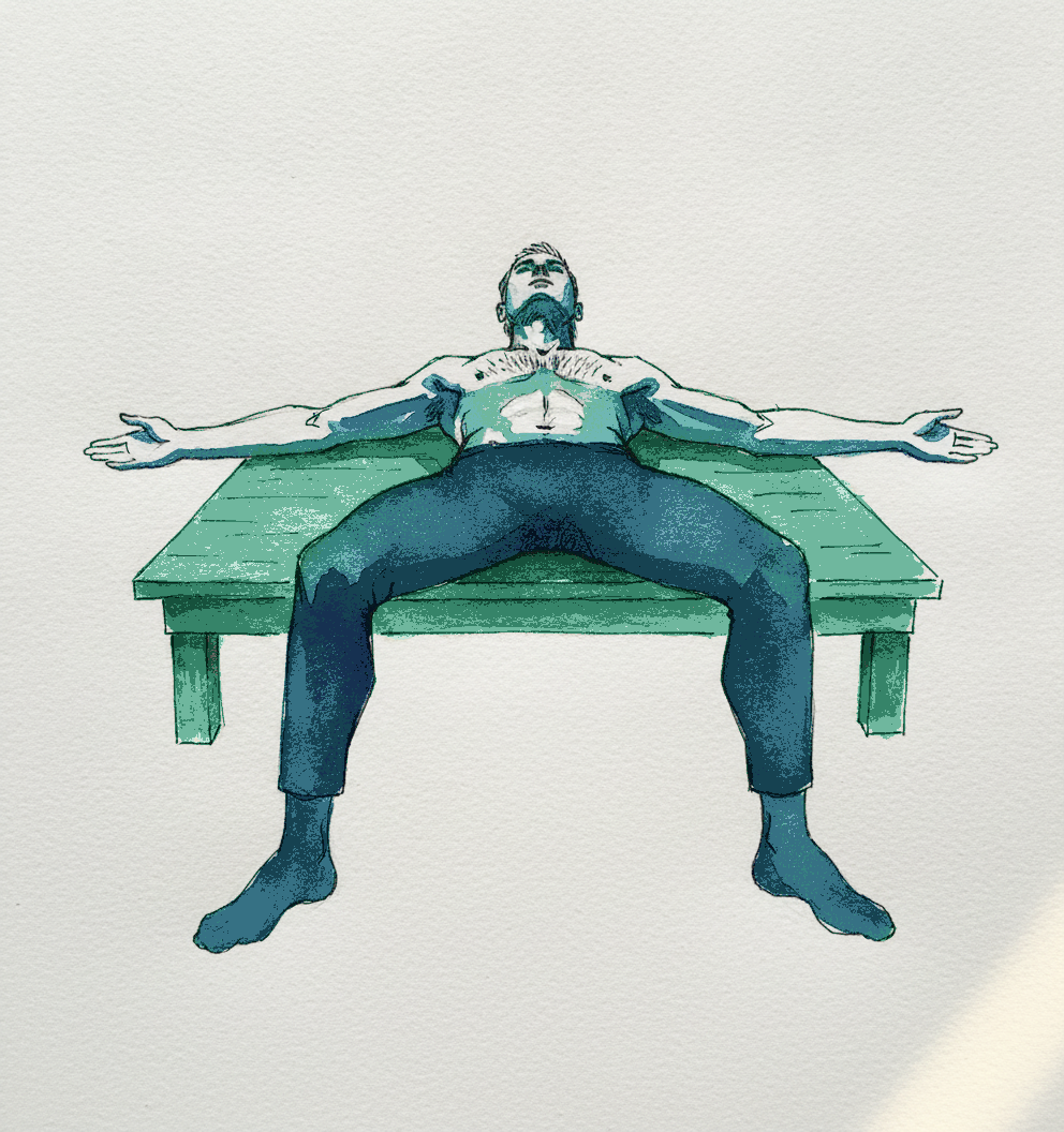 T-Pose, Knees Bent, White Man on Platform example 3