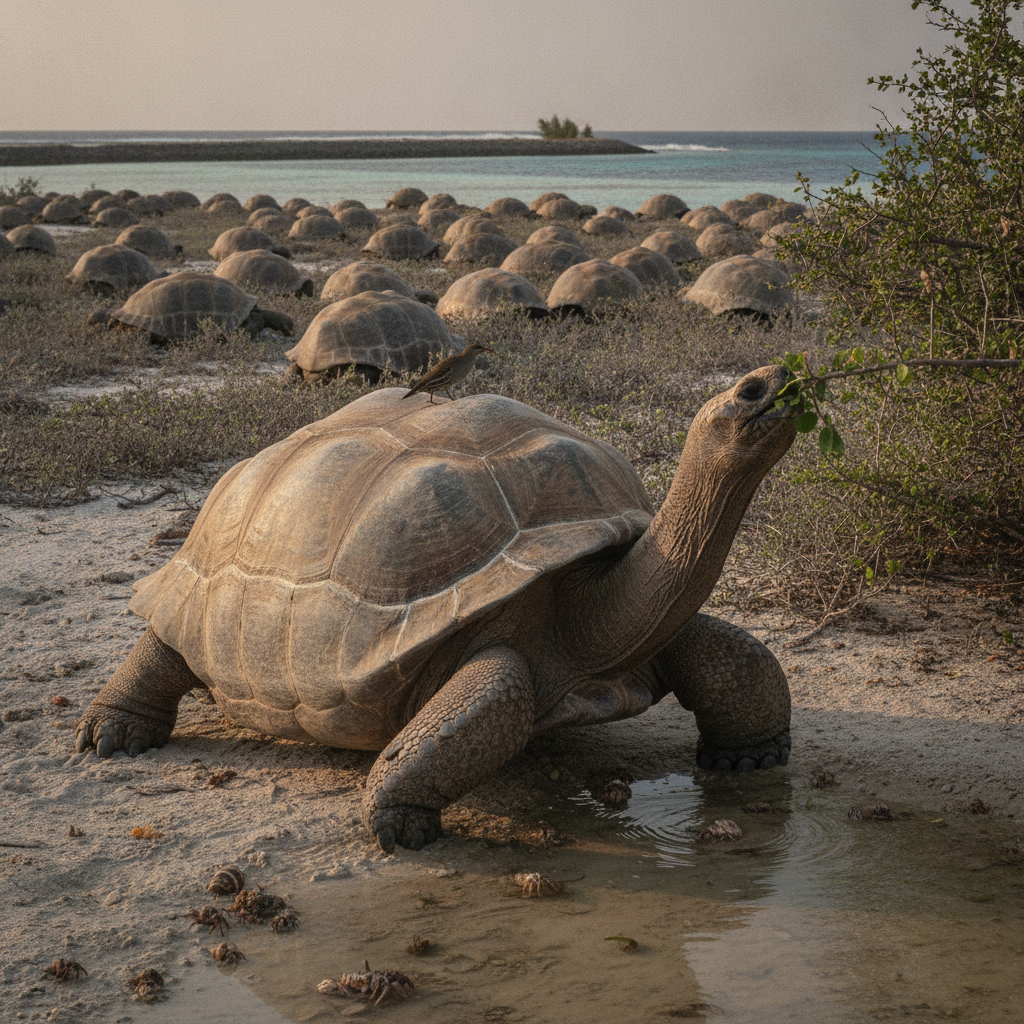 Aldabra giant tortoise AI-generated photoreal reference