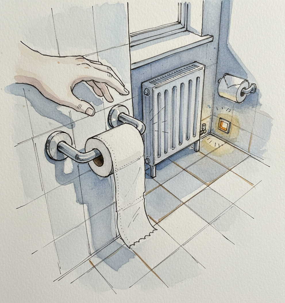 Toilet paper roll almost empty Loose & airy
