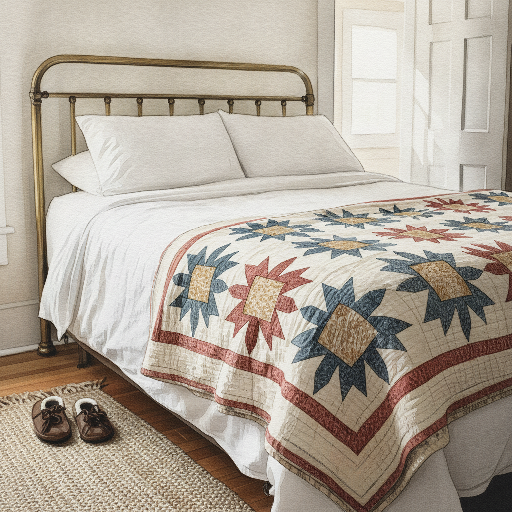 Quilt folded at foot of bed example 2