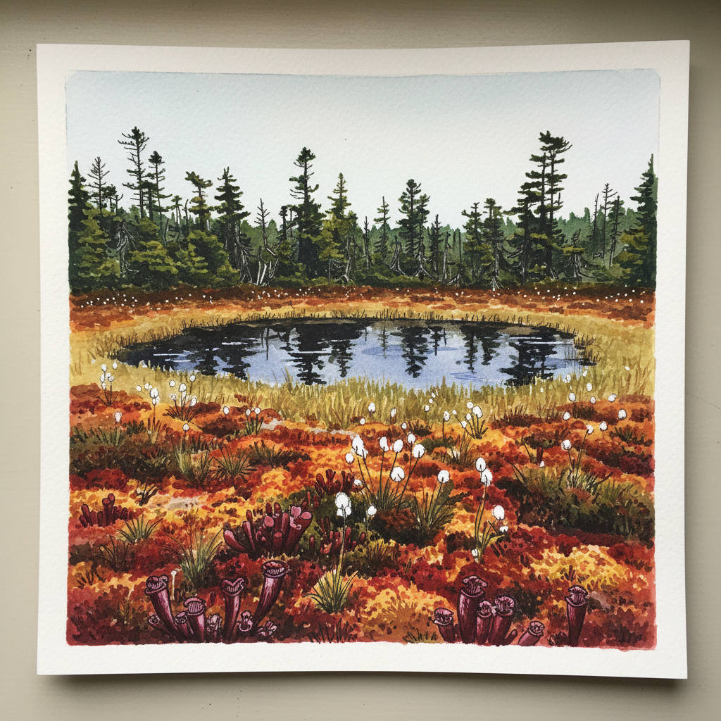 Maine bog with spruce, Down East Maine, USA Tighter & richer