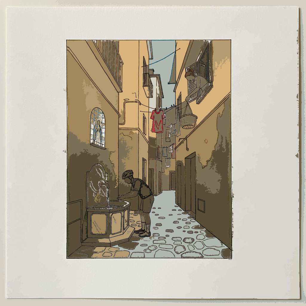 Naples drinking fountain in narrow alley example 3