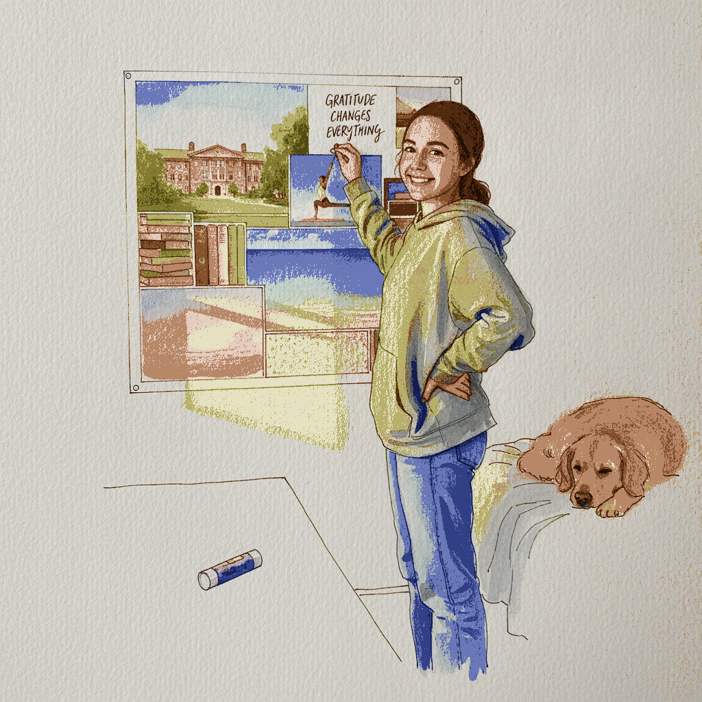Teen with vision board example 3