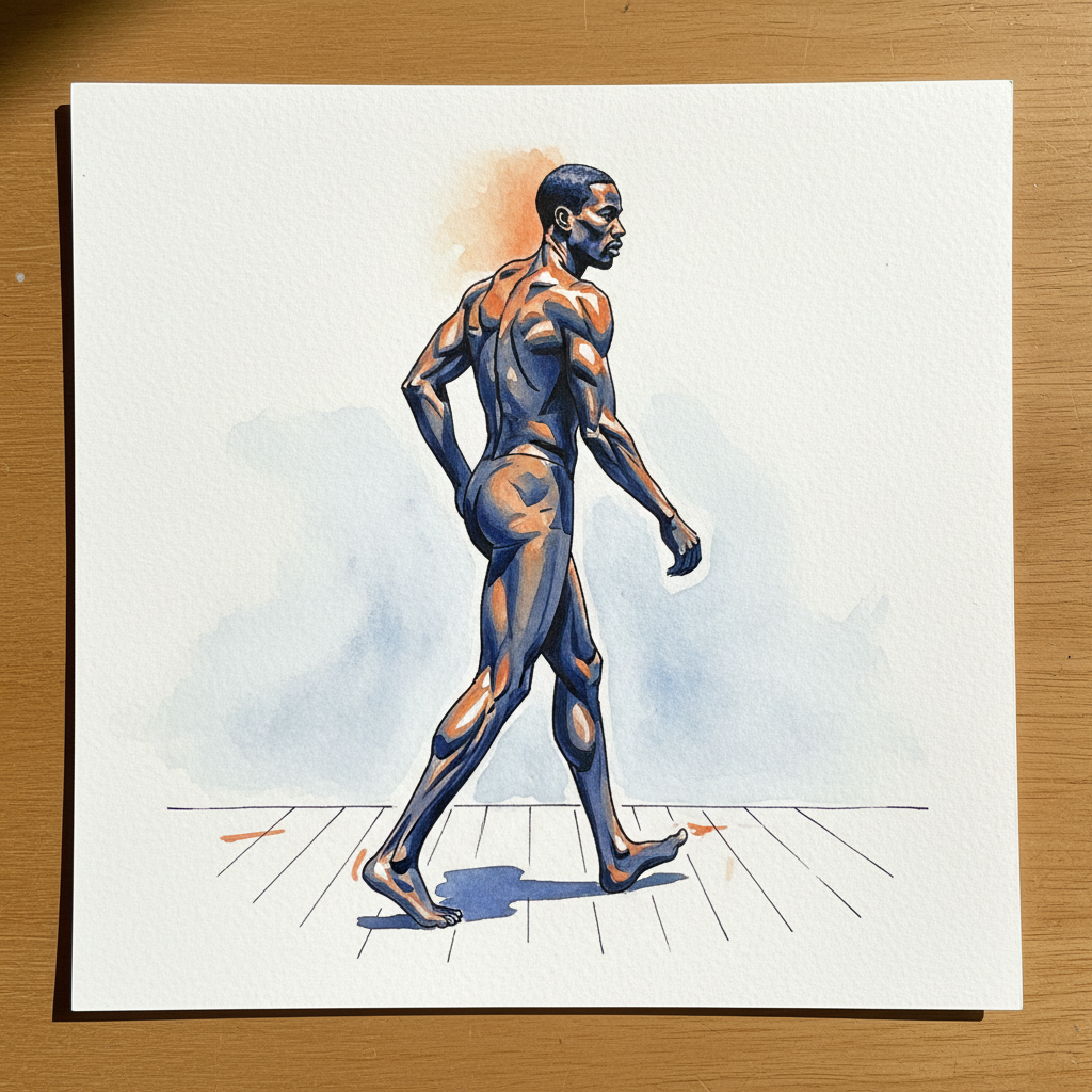 V-Arms, T-Legs, Older East Asian Woman on Platform Alternative interpretation