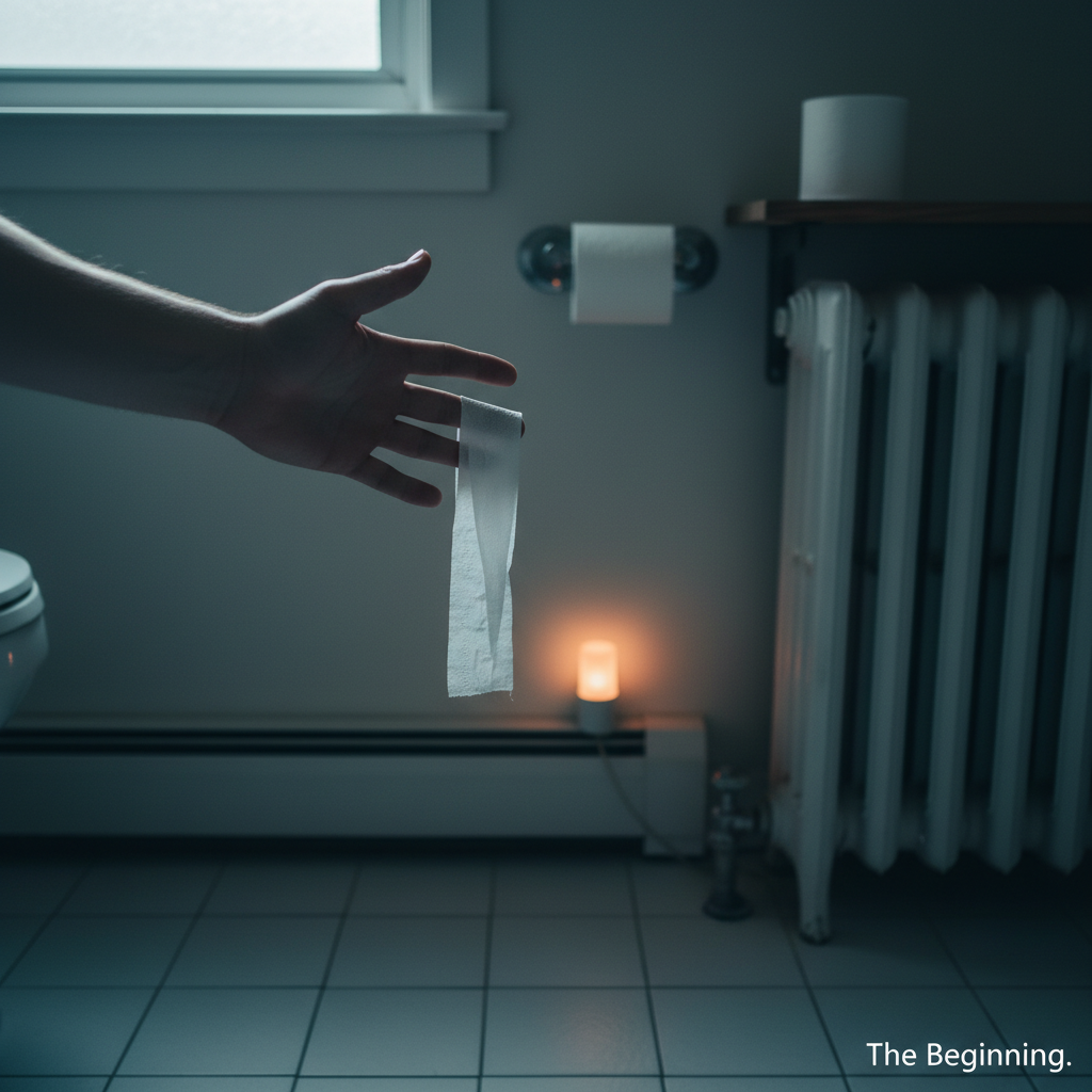 Toilet paper roll almost empty photo reference