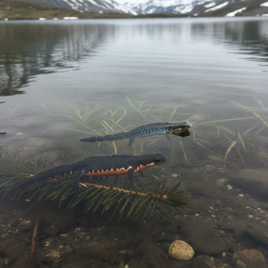 Alpine newt AI-generated photoreal reference