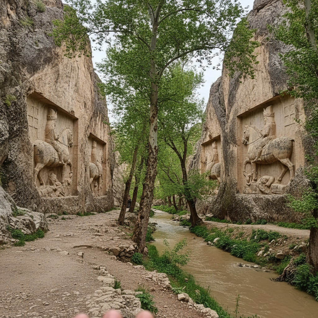 Tang-e Chogan Reliefs, Bishapur, Iran AI-generated photoreal reference