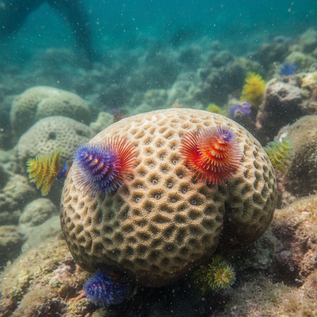 Christmas tree worm AI-generated photoreal reference