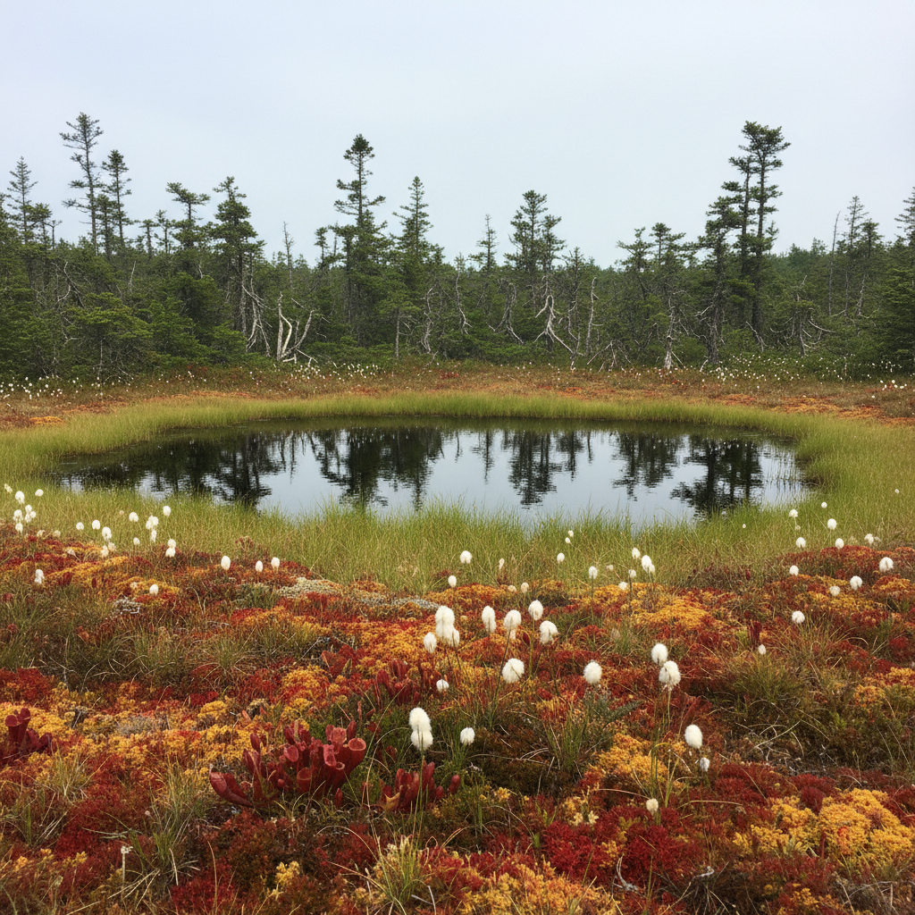 Maine bog with spruce, Down East Maine, USA photo reference