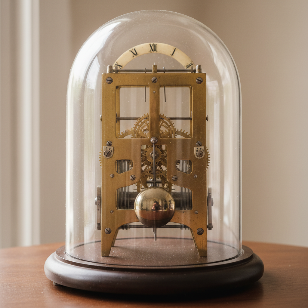 Skeleton clock under dome photo reference