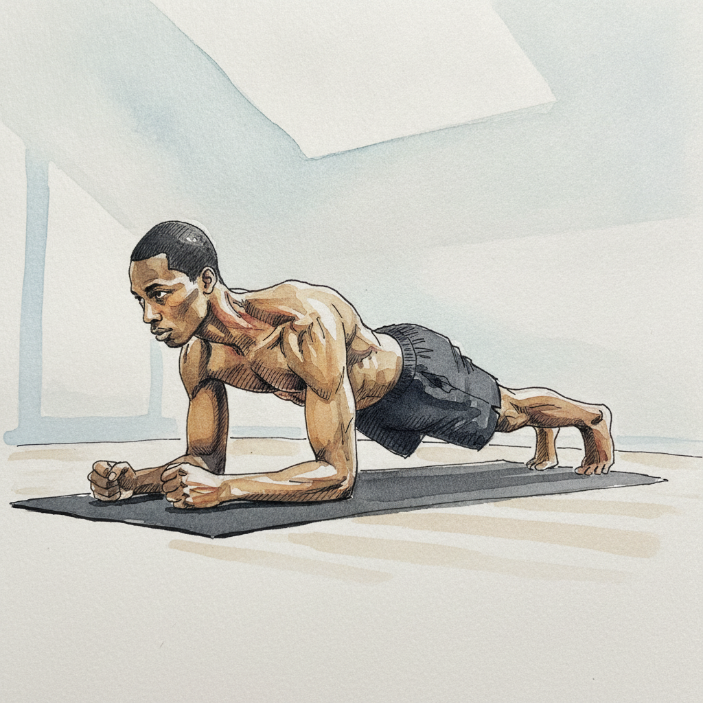 Forearm-plank prep, mid-descent example 1