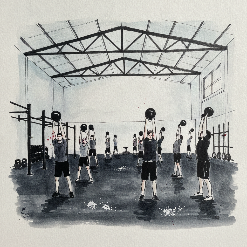 CrossFit class with kettlebells example 1