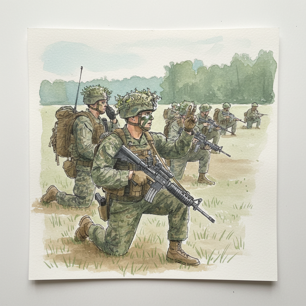 Marine in fatigues Loose & airy