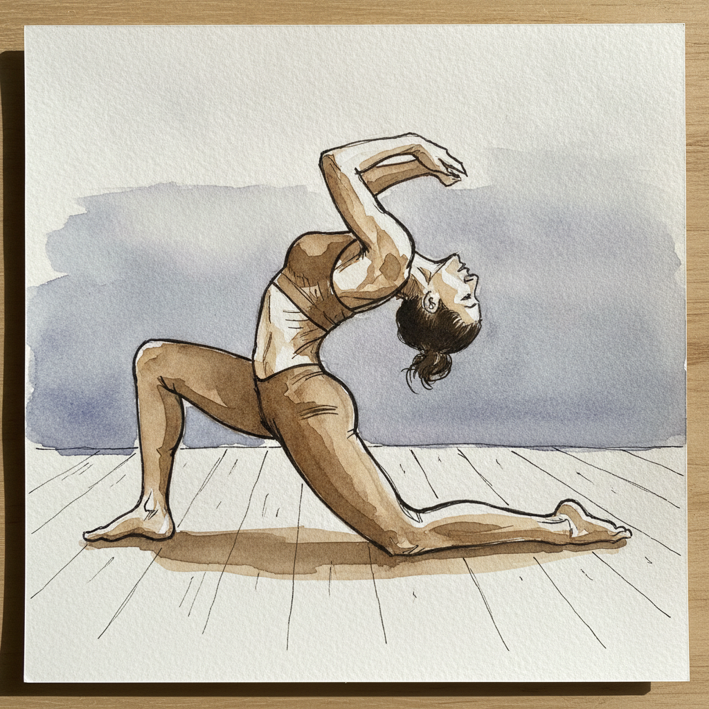 Camel pose with one knee lifted (low lunge backbend) example 2