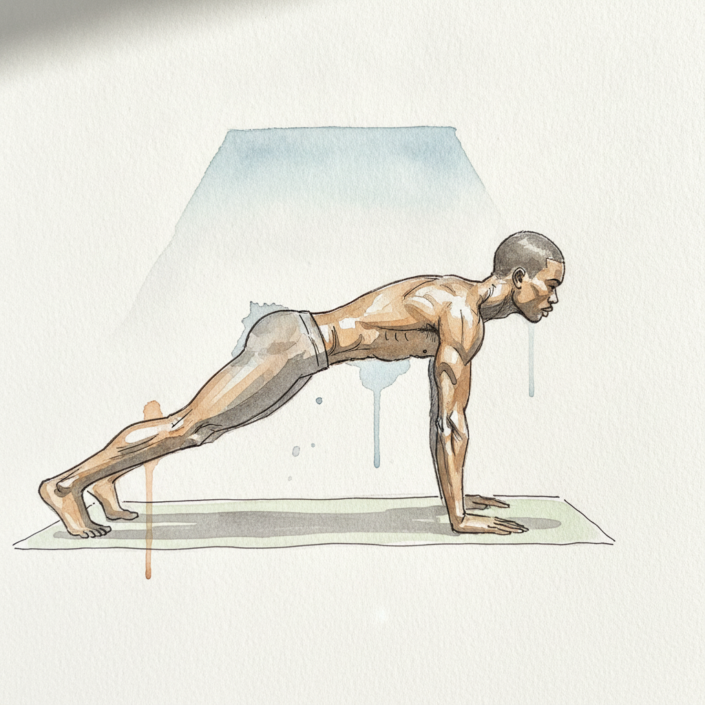 Forearm-plank prep, mid-descent example 2