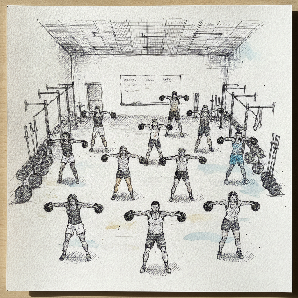 CrossFit class with kettlebells example 2