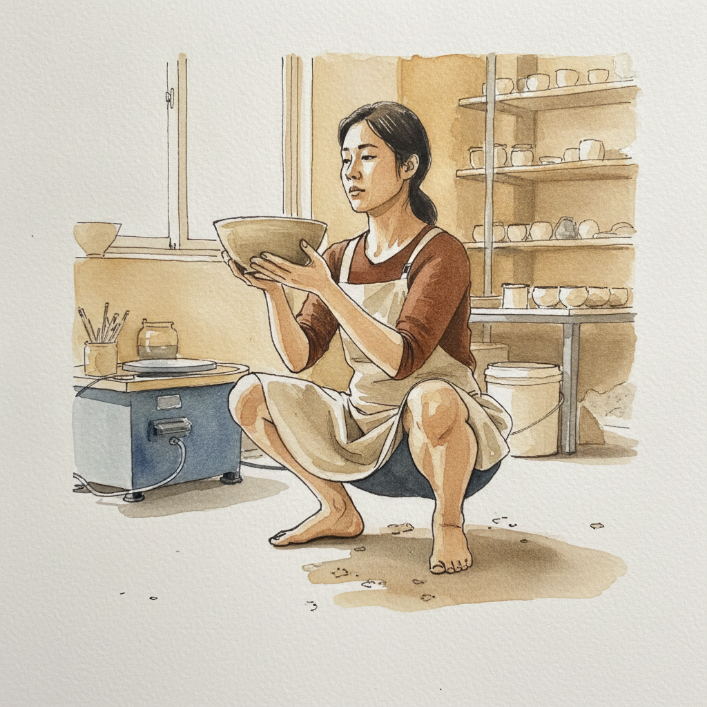 Deep Squat, Pottery Studio AI-generated Alternative interpretation example