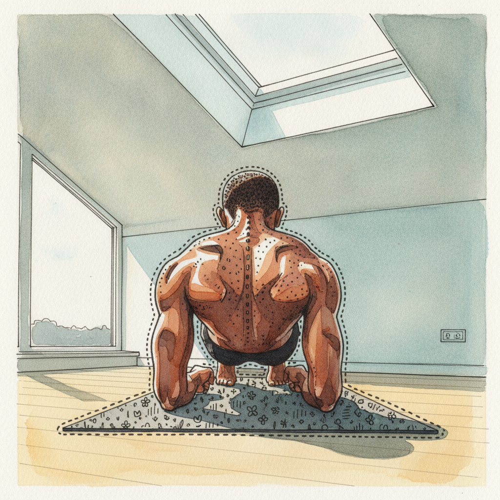 Forearm-plank prep, mid-descent example 3
