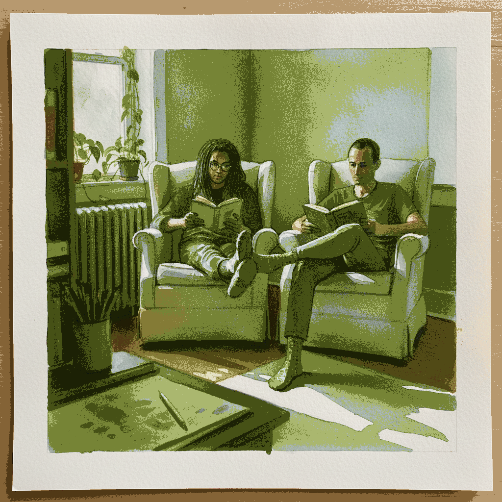Couple silent reading example 3