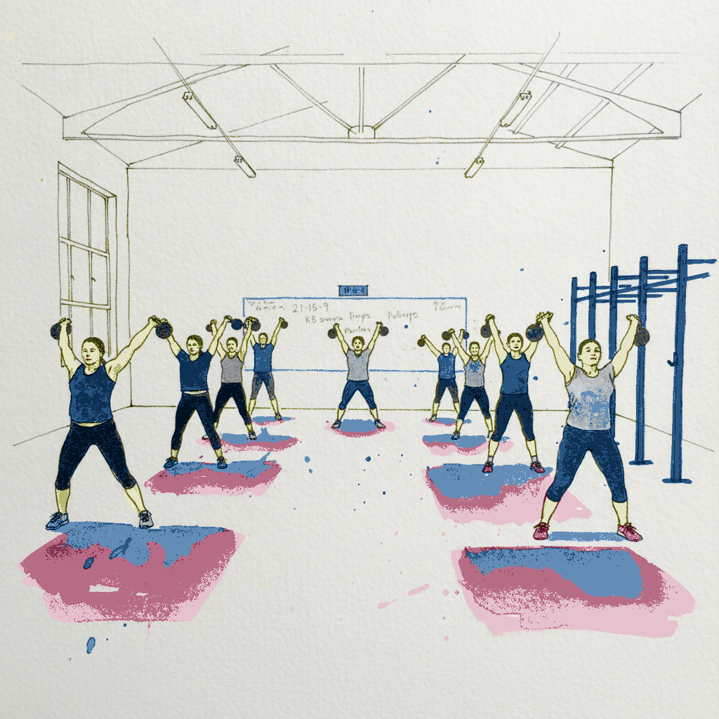 CrossFit class with kettlebells example 3