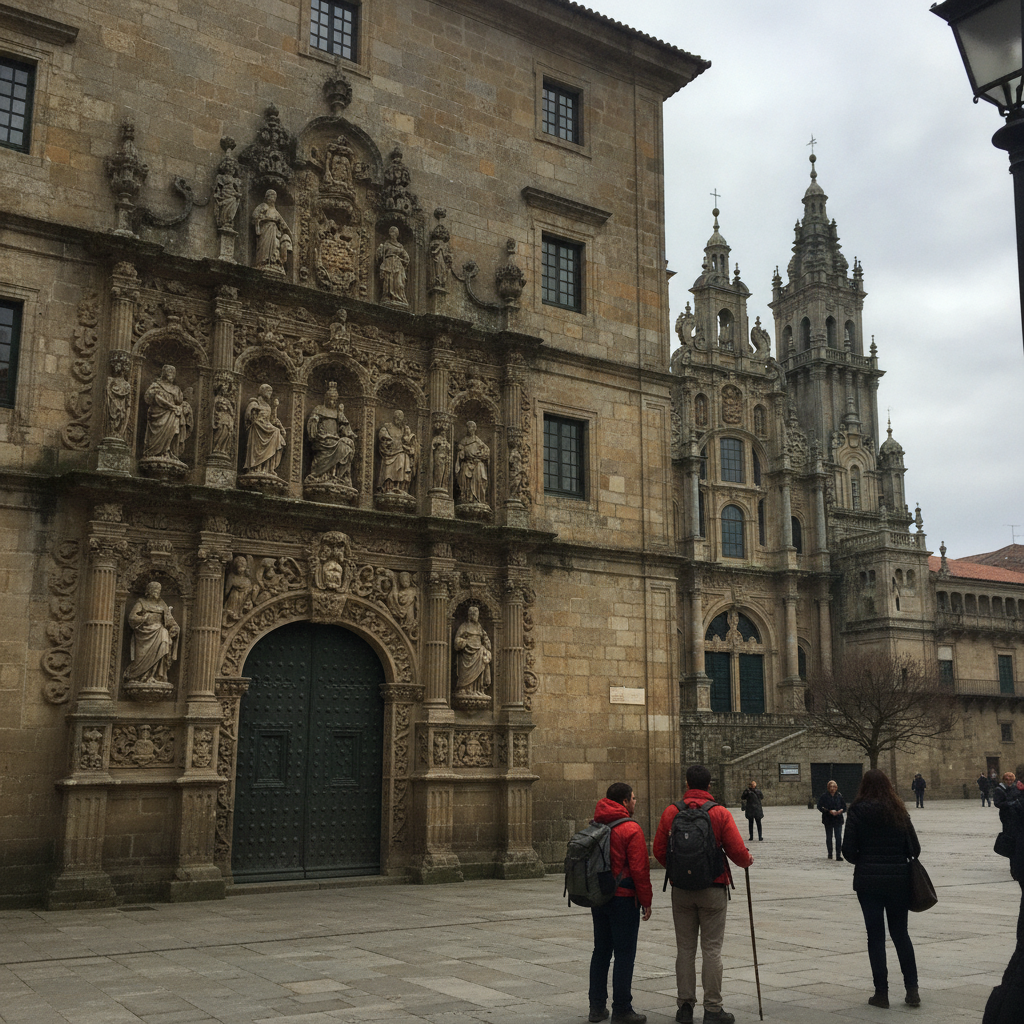 Hostal de los Reyes Católicos, Santiago de Compostela, Spain AI-generated photoreal reference