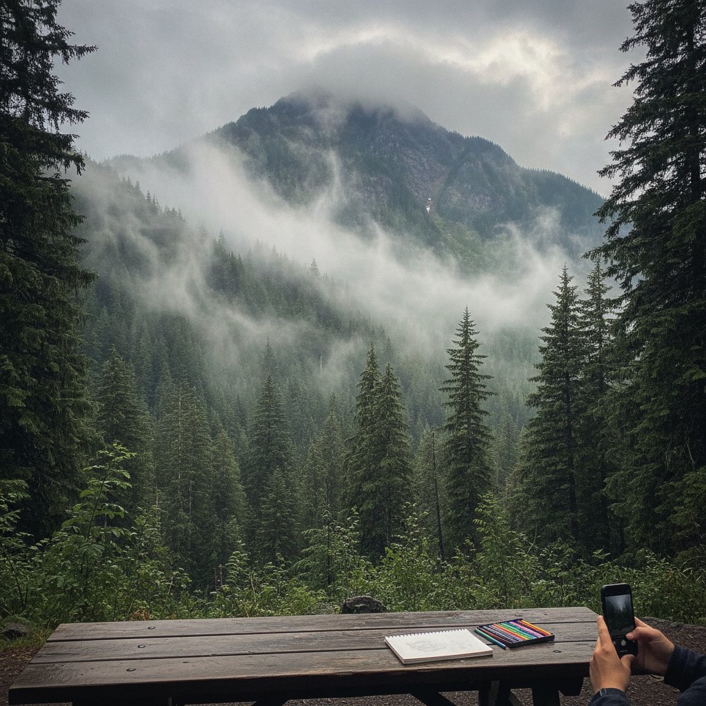 Mountain Fog Lifting AI-generated photoreal reference
