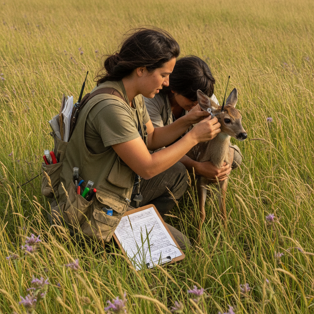 Wildlife biologist with tags photo reference